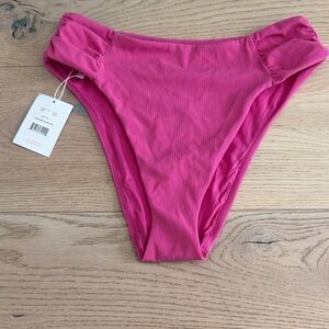Andie Vibrant Pink Ruched Swim Bottom Size Medium
